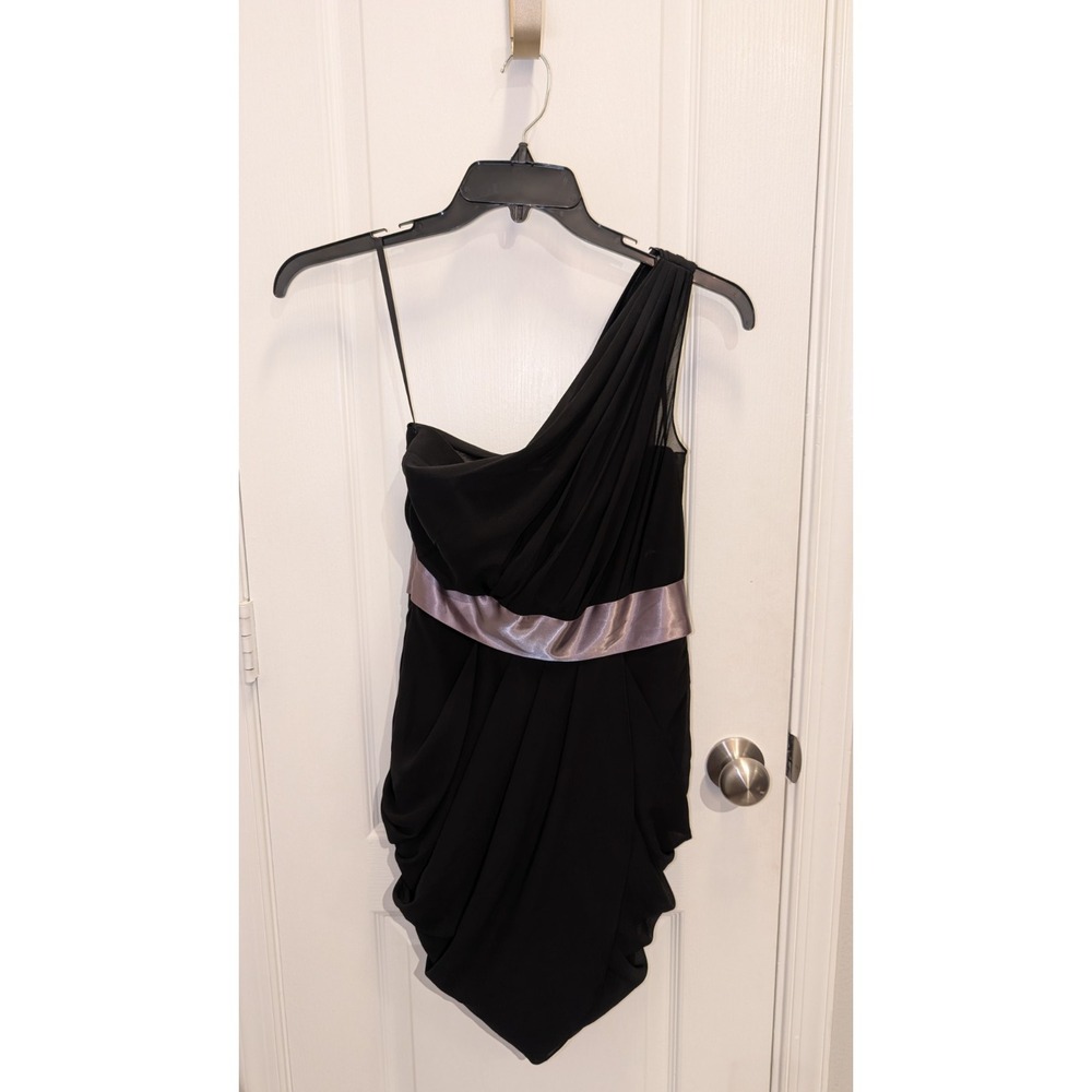 Wtoo Watters & Watters Womens‎ Dress Size 2 Black Sheath Short One Shoulder Y2K